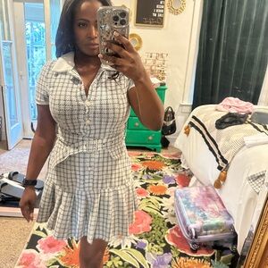 Chic Black and White Houndstooth Dress